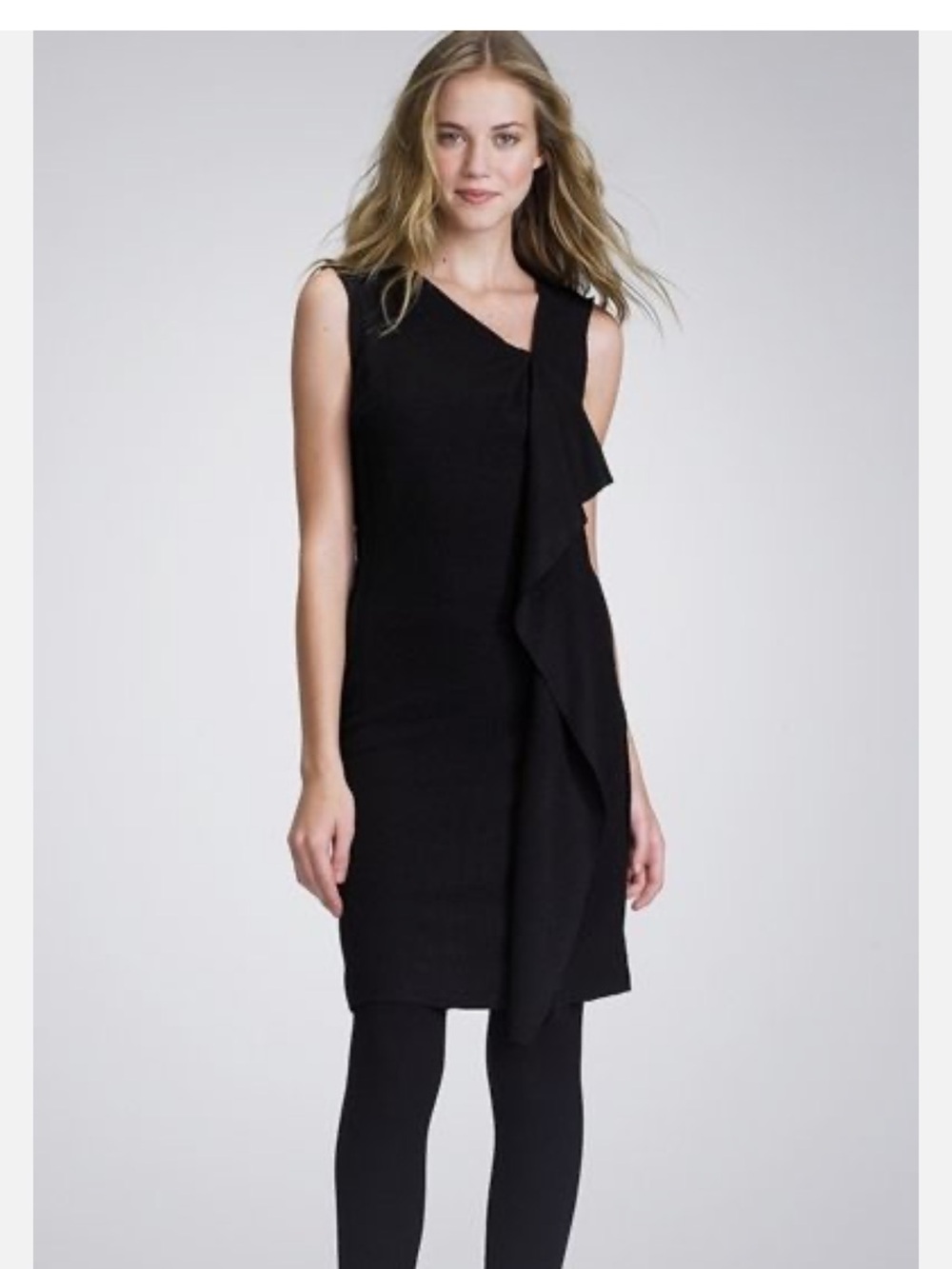 Tory Burch Sleeveless Black Ruffle Shift Dress Size Medium Talleta Wool